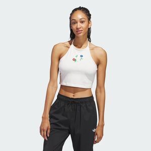 adidas White Crop Top with Floral Embroidery